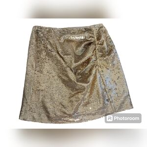 INC. Gold Sequence Skirt Size L NWT